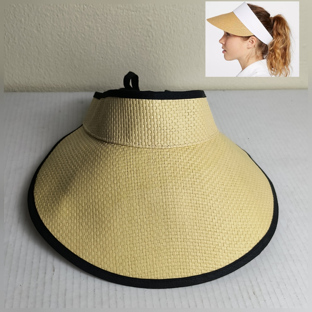 Lady Hagen Cream and Black Sun Visor Golf Large Rollable